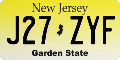 NJ license plate J27ZYF