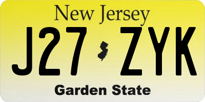 NJ license plate J27ZYK