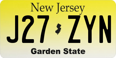 NJ license plate J27ZYN