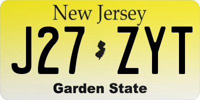 NJ license plate J27ZYT
