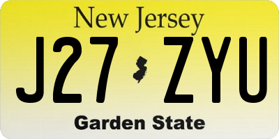 NJ license plate J27ZYU