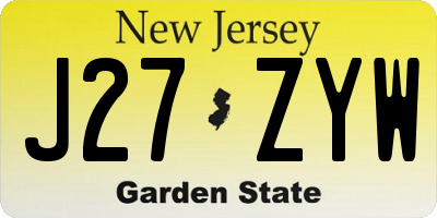 NJ license plate J27ZYW