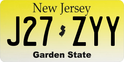 NJ license plate J27ZYY
