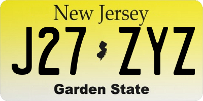 NJ license plate J27ZYZ