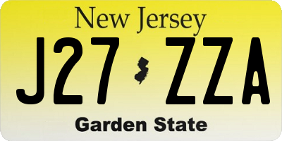 NJ license plate J27ZZA