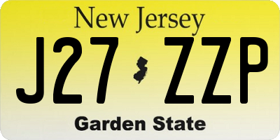 NJ license plate J27ZZP
