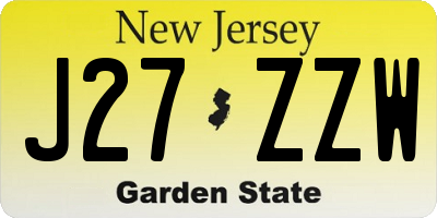 NJ license plate J27ZZW
