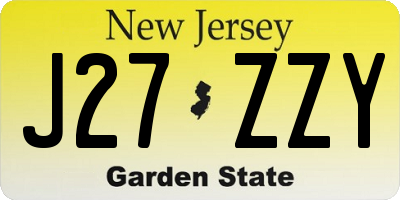 NJ license plate J27ZZY