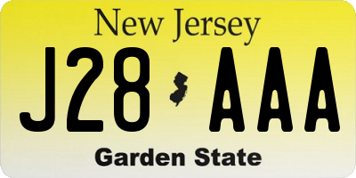 NJ license plate J28AAA