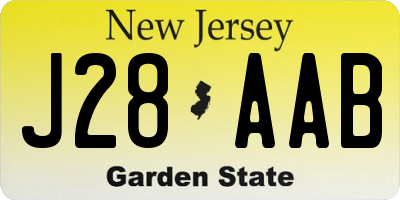 NJ license plate J28AAB