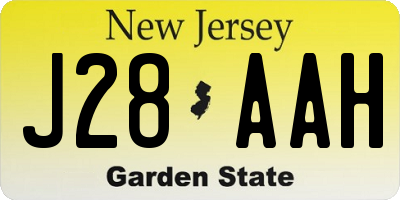 NJ license plate J28AAH