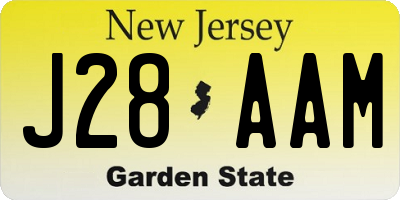 NJ license plate J28AAM