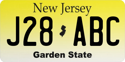 NJ license plate J28ABC