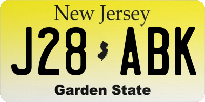 NJ license plate J28ABK