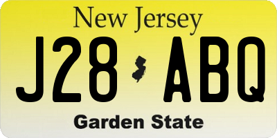 NJ license plate J28ABQ