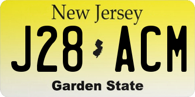 NJ license plate J28ACM