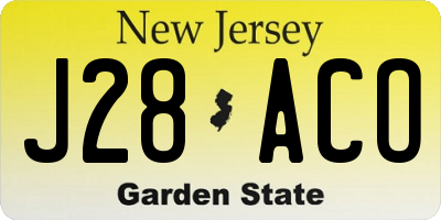 NJ license plate J28ACO