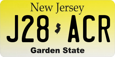 NJ license plate J28ACR