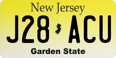 NJ license plate J28ACU