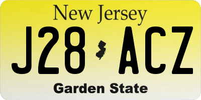 NJ license plate J28ACZ