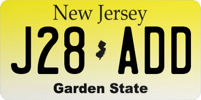 NJ license plate J28ADD