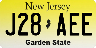 NJ license plate J28AEE