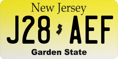 NJ license plate J28AEF