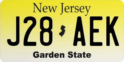 NJ license plate J28AEK