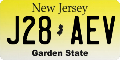 NJ license plate J28AEV