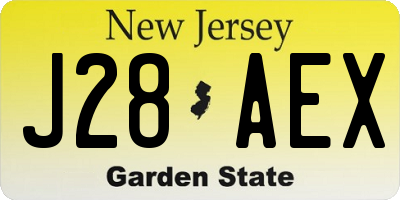 NJ license plate J28AEX