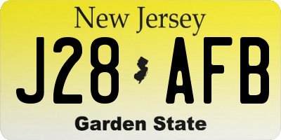 NJ license plate J28AFB