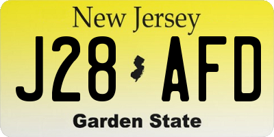 NJ license plate J28AFD