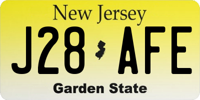 NJ license plate J28AFE