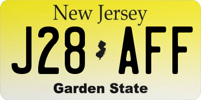 NJ license plate J28AFF