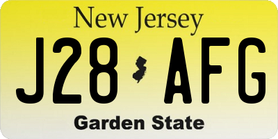 NJ license plate J28AFG