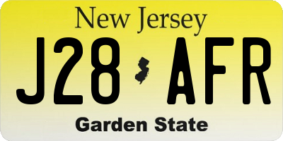 NJ license plate J28AFR