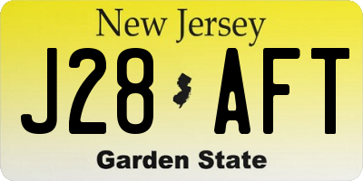 NJ license plate J28AFT