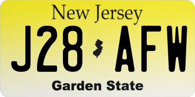 NJ license plate J28AFW