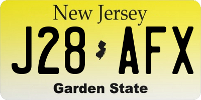 NJ license plate J28AFX