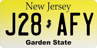 NJ license plate J28AFY