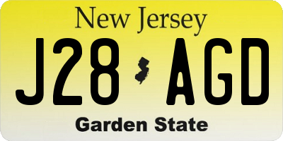 NJ license plate J28AGD