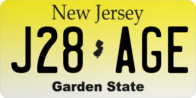 NJ license plate J28AGE