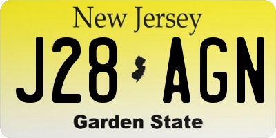 NJ license plate J28AGN