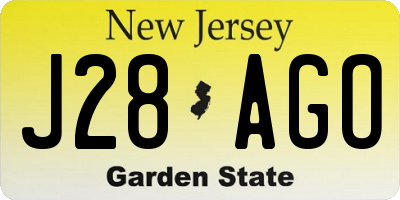 NJ license plate J28AGO