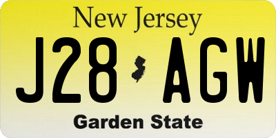 NJ license plate J28AGW