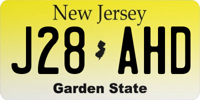 NJ license plate J28AHD