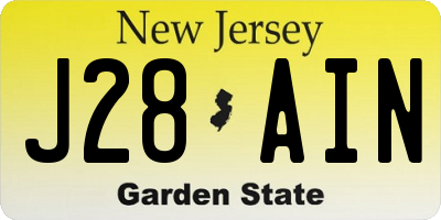 NJ license plate J28AIN