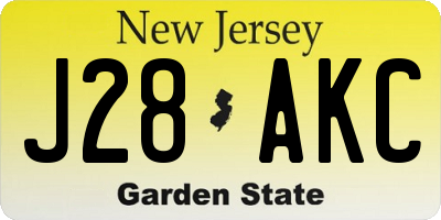 NJ license plate J28AKC