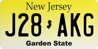 NJ license plate J28AKG