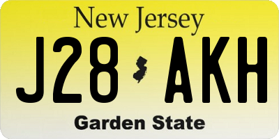 NJ license plate J28AKH
